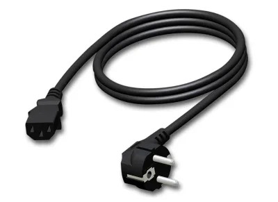 Kaltgeräte Anschlusskabel 1m mit EU Stecker / schwarz