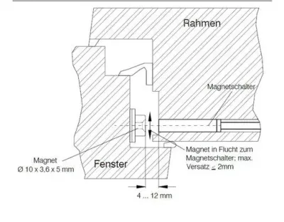 Kombinierter Verschluss und Öffnungsmelder für Fenster und Türen / mit 4m Kabel VdS Nr. G105 029 — Bild 4