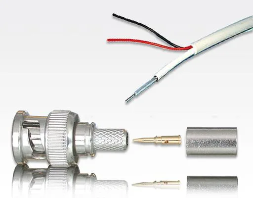 Set mit 100m Kombikabel miniRG59 und 20xBNC Crimpstecker / Kombikoax miniRG59+2x0,75+2x0,22