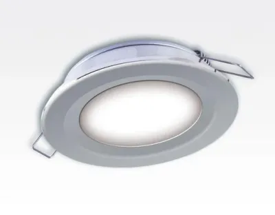 6W LED Einbau Downlight silber rund Neutral Weiß 1,5m Kabel / 4000-4500K 450lm 24VDC IP65 120Grad -Ausstellungsstück mit kleinen Schönheitsfehler