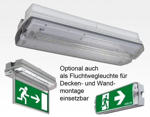 LED Notbeleuchtung mit Folie für alle Richtungen IP65 / Akku >3h EN60598-1 2-22A 20LEDs 4,3W