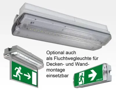 LED Notbeleuchtung mit Folie für alle Richtungen IP65 / Akku >3h EN60598-1 2-22A 20LEDs 4,3W