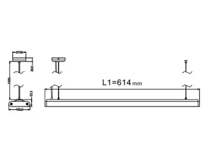 20W LED Lichtbalken Weiß abhängend 120Grad Warm Weiß / 2800-3200K 1600lm 230VAC L614mm — Bild 5