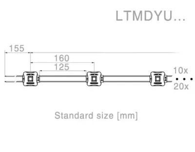 57,6W LED Kette mit 80 Modulen Tageslicht Weiss 115Grad / 5500-6500K 12VDC 48lm/Modul IP65 — Bild 2