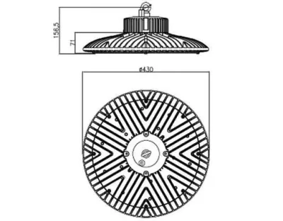 150W LED UFO-Pendelstrahler 120Grad Tageslicht Weiss 20000lm / 230VAC Dimmbar IP65 -Ausstellungsstück mit kleinen Schönheitsfehler — Bild 2