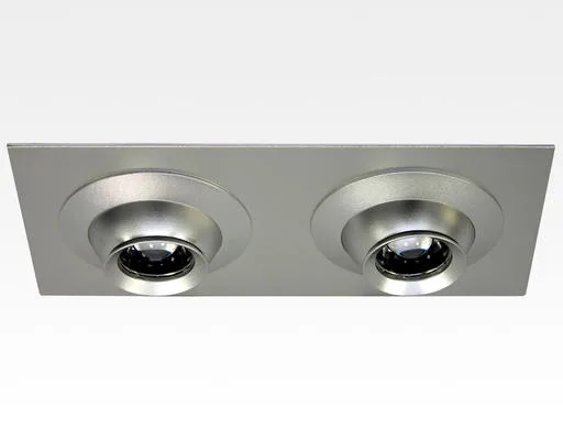 6W LED Fokus Doppel Einbauspot silber rechteckig Warm Weiß / 3000K 400lm 230VAC 10-60Grad -Ausstellungsstück mit kleinen Schönheitsfehler