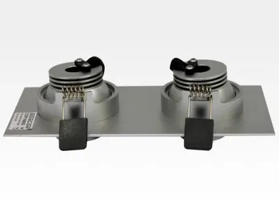 6W LED Fokus Doppel Einbauspot silber rechteckig Warm Weiß / 3000K 400lm 230VAC 10-60Grad -Ausstellungsstück mit kleinen Schönheitsfehler — Bild 2