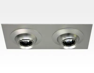 6W LED Fokus Doppel Einbauspot silber rechteckig Warm Weiß / 3000K 400lm 230VAC 10-60Grad -Ausstellungsstück mit kleinen Schönheitsfehler
