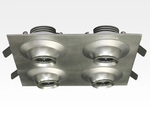 12W LED Fokus Vierfach Einbauspot silber quadratisch Warm Weiß / 3000K 800lm 230VAC 10-60Grad -Ausstellungsstück mit kleinen Schönheitsfehler
