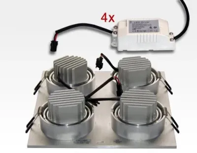 12W LED Einbau Spotleuchte Alu gebürstet quadratisch Warm Weiss / 2700-3200K 780lm 230VAC IP40 35Grad — Bild 4