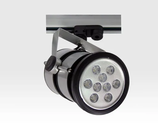 9W LED Leuchte silber für 3 Phasen Schienensystem Neutral Weiss / 4000-4500K 230VAC 45Grad