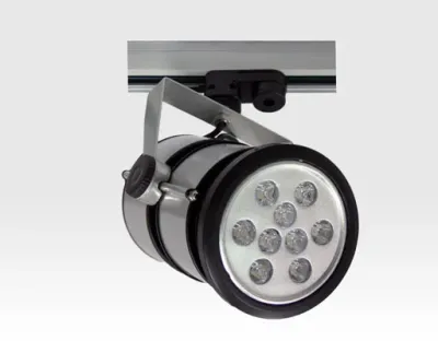 9W LED Leuchte silber für 3 Phasen Schienensystem Neutral Weiss / 4000-4500K 230VAC 45Grad