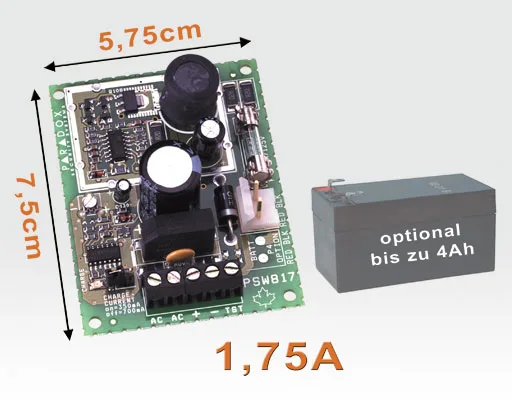 Netzteil Platine 13,8VDC 1,75A Akkugepuffer möglich / elektronische Sicherung